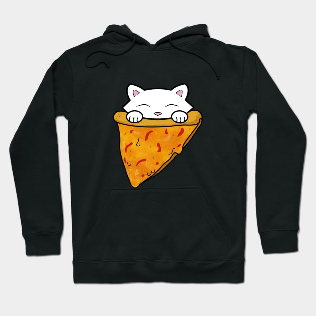 Cat eating a pizza Hoodie by Purrfect